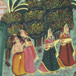 Radha Krishna Pichwai Painting on Jhoola with Gopis in Vrindavan