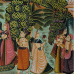 Handmade Radha Krishna Pichwai Painting with Gopis, Peacocks and Lotus