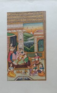 Mughal Love Scene Miniature Painting India Artwork