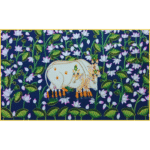 Shrinathji Pichwai Painting – Handmade Lord Krishna with Cows on Red Background