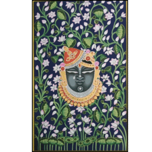 Shrinathji Pichwai Painting – Lotus Background Handmade Nathdwara Art