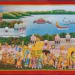 Handmade royal procession Rajasthan miniature art in vibrant colors
