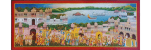 Handmade royal procession Rajasthan miniature art in vibrant colors