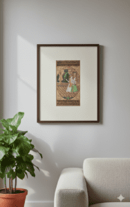 Mughal Emperor and Empress love scene painting