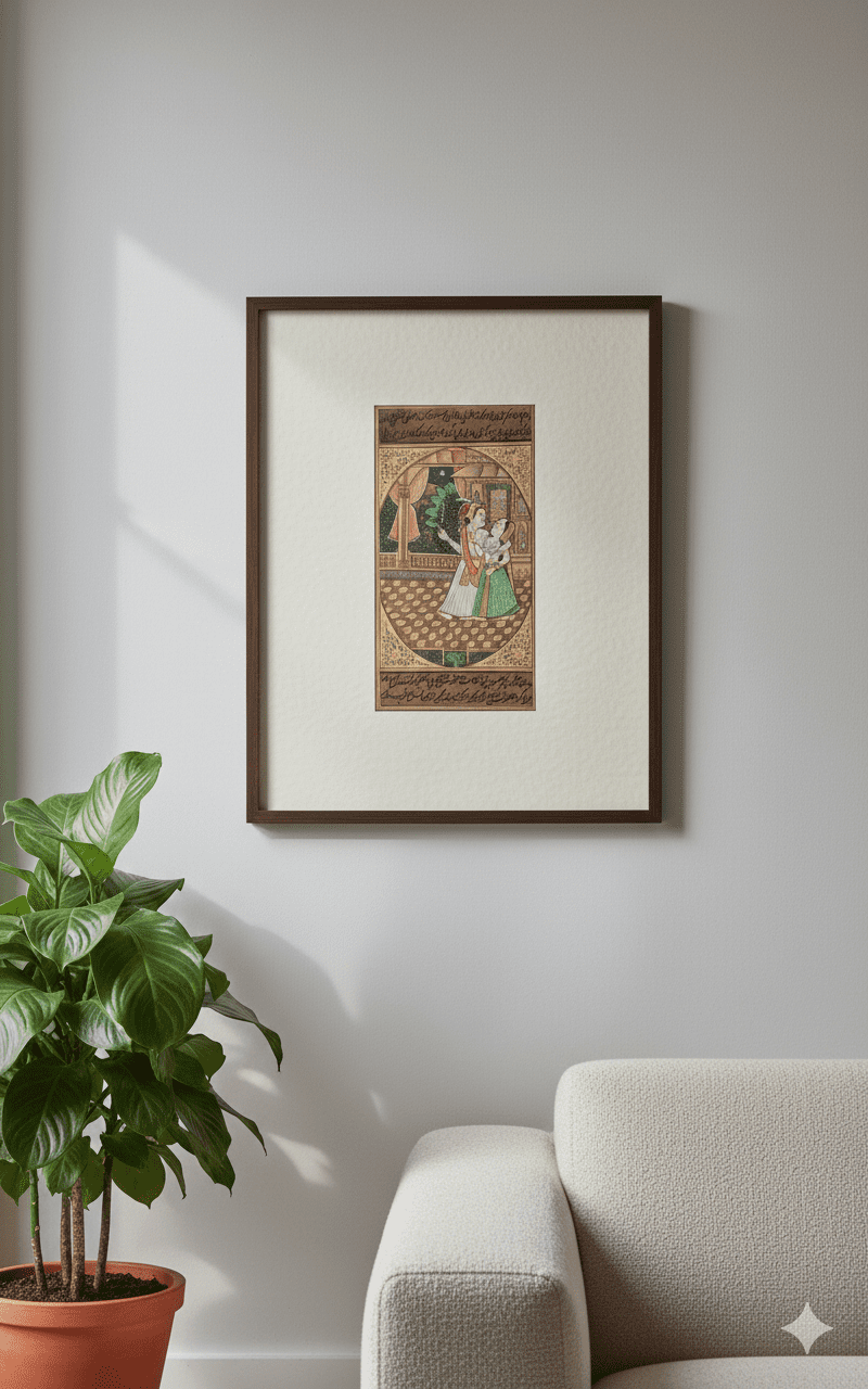 Mughal Emperor and Empress love scene painting