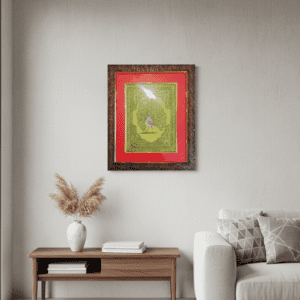 miniature handmade painting with wooden frame of mewar art