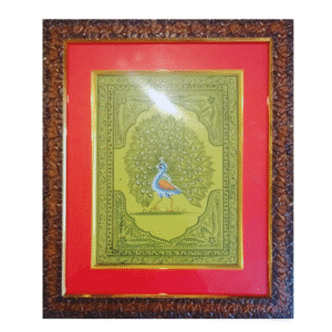Handmade Peacock Miniature Art – Traditional Rajasthan Miniature Painting